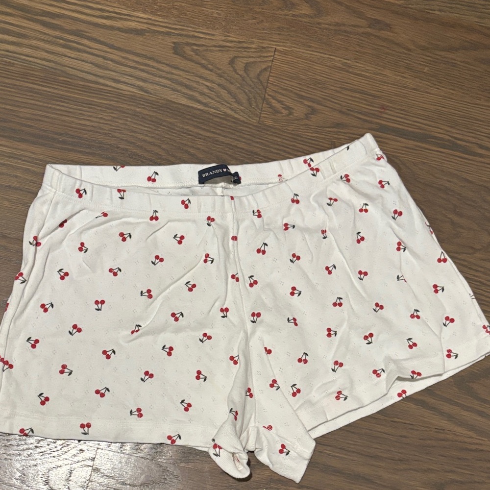 Brandy Melville White Cherry Print High Waist Shorts
